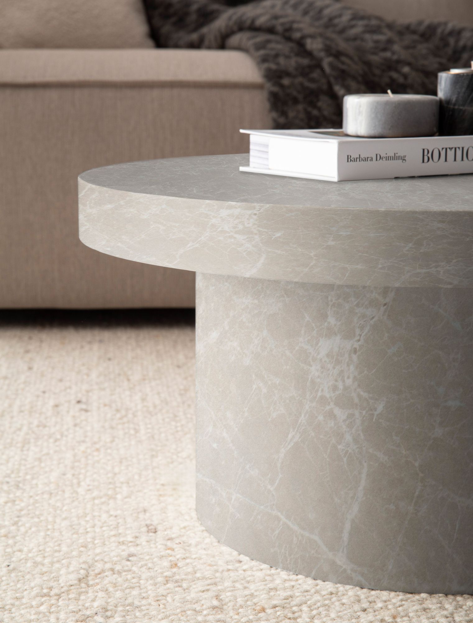 FineBuy Couchtisch 60x60x30 cm Sofatisch Modern, Design Wohnzimmertisch Rund, Loungetisch in Pilz-Form, Kaffeetisch Beistelltisch Klein | Farbe: Schwarz