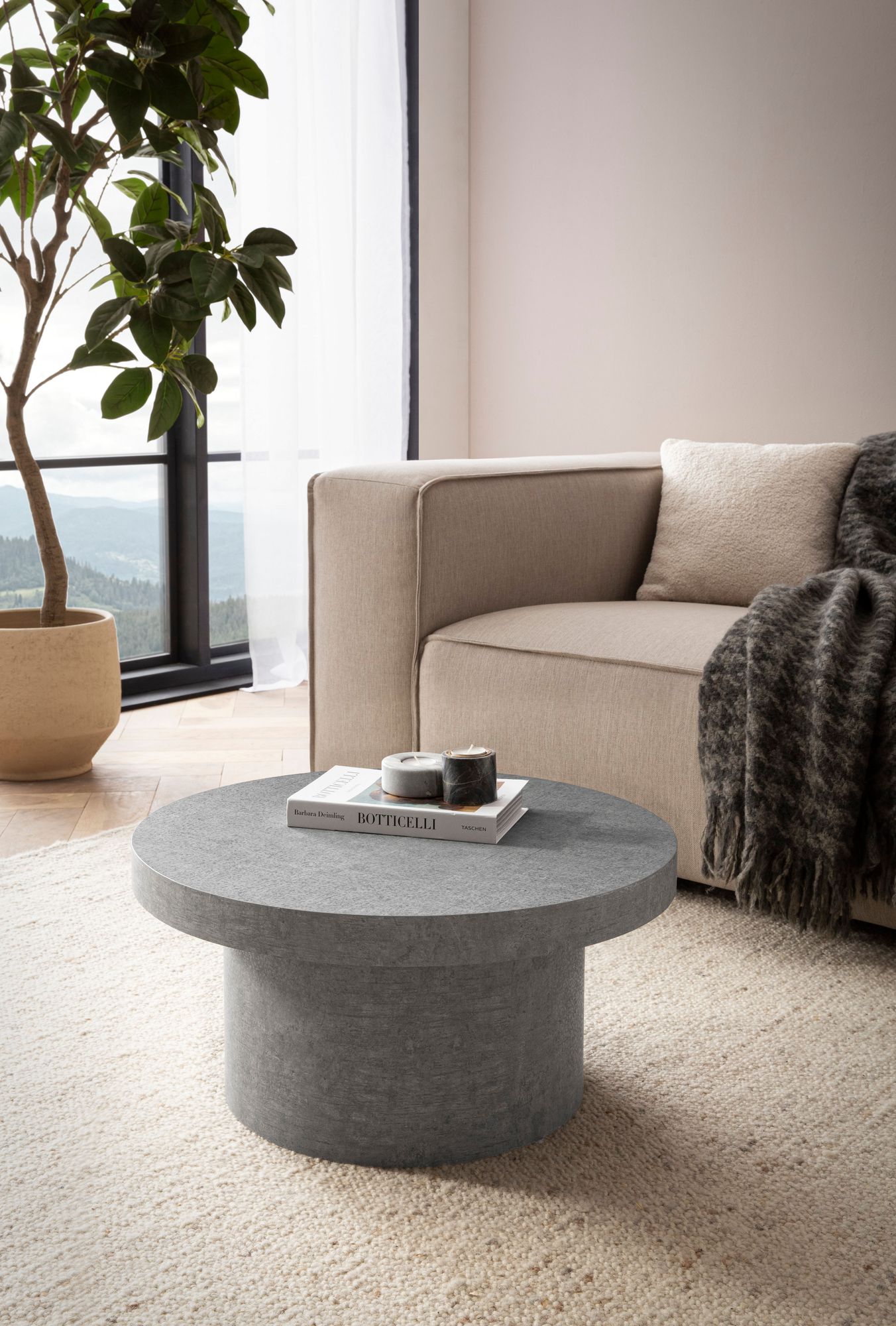 FineBuy Couchtisch 60x60x30 cm Sofatisch Modern, Design Wohnzimmertisch Rund, Loungetisch in Pilz-Form, Kaffeetisch Beistelltisch Klein | Farbe: Schwarz