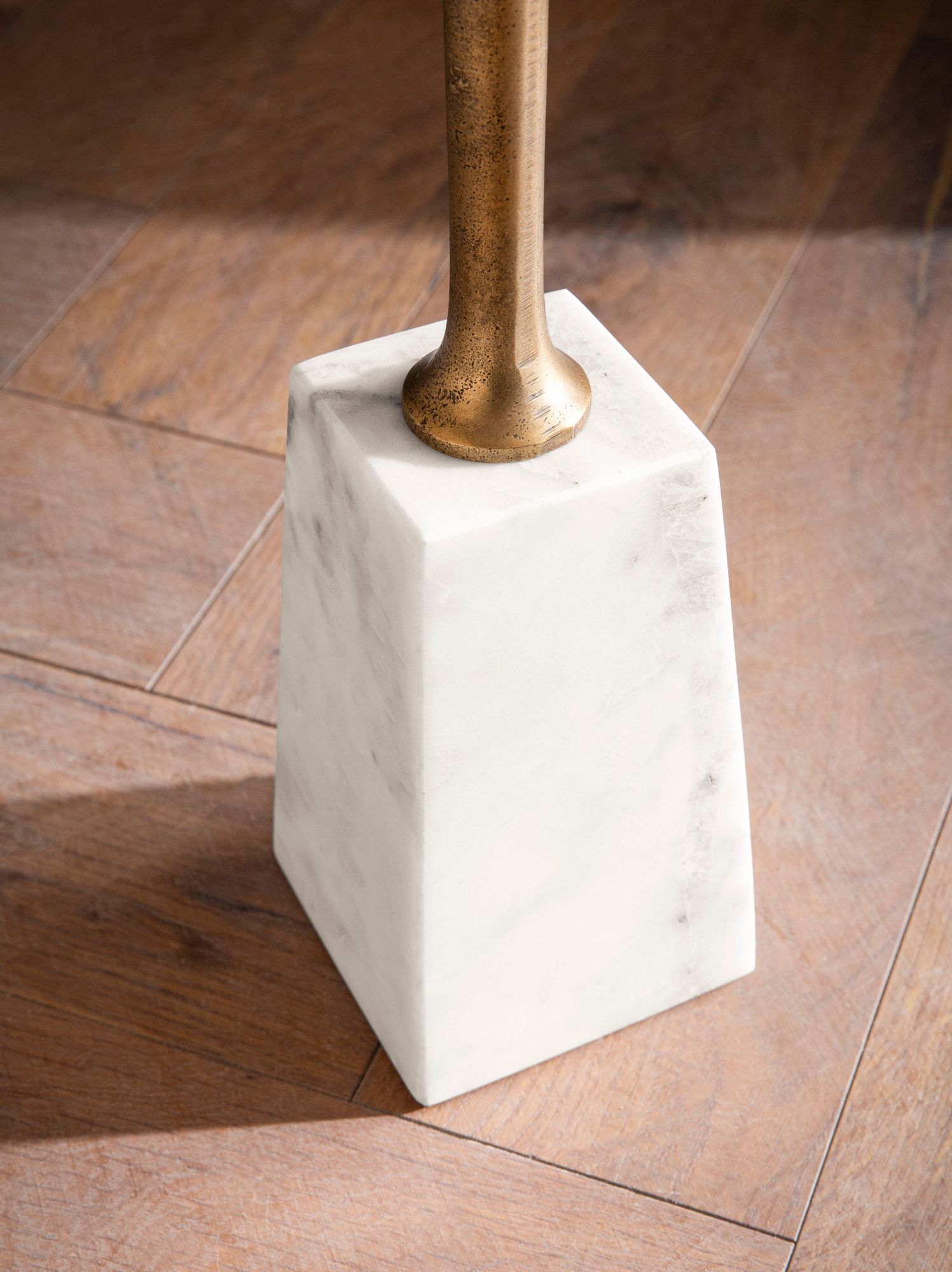 FineBuy Beistelltisch Echter Marmor Metall 34x34x58 cm Anstelltisch Gold Weiß, Kleiner Abstelltisch Rund, Wohnzimmertisch Couch Modern, Marmortisch Hoch | Farbe: Gold