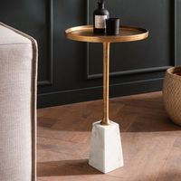 Beistelltisch FineBuy Echter Marmor Ø 34 cm Anstelltisch Wohnzimmertisch Rund – Ansicht 1
