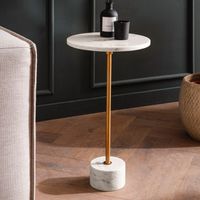 Beistelltisch FineBuy Anstelltisch Echter Marmor Ø 30 cm Wohnzimmertisch Rund – Ansicht 1