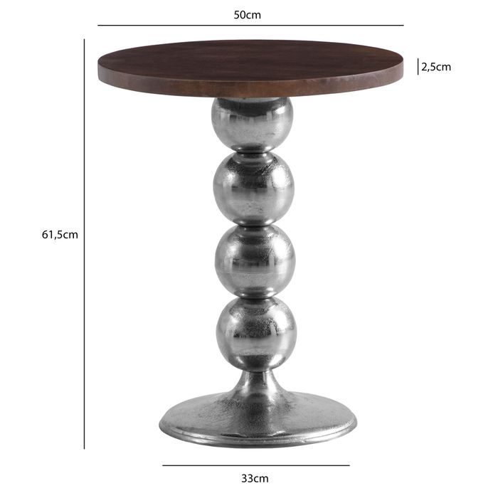 Beistelltisch FineBuy Anstelltisch Massivholz Metall Ø 50 cm Wohnzimmertisch – Maßzeichnung