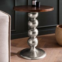 Beistelltisch FineBuy Anstelltisch Massivholz Metall Ø 50 cm Wohnzimmertisch – Ansicht 1