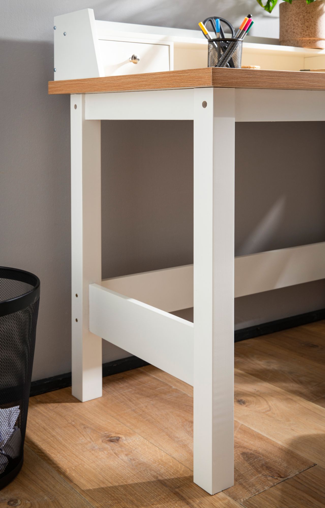 FineBuy Schreibtisch 106x53x90 cm Weiß Bürotisch mit Schublade, Homeoffice Computertisch Platzsparend mit Stauraum, Büro Laptoptisch Arbeitszimmer | Farbe: Weiß