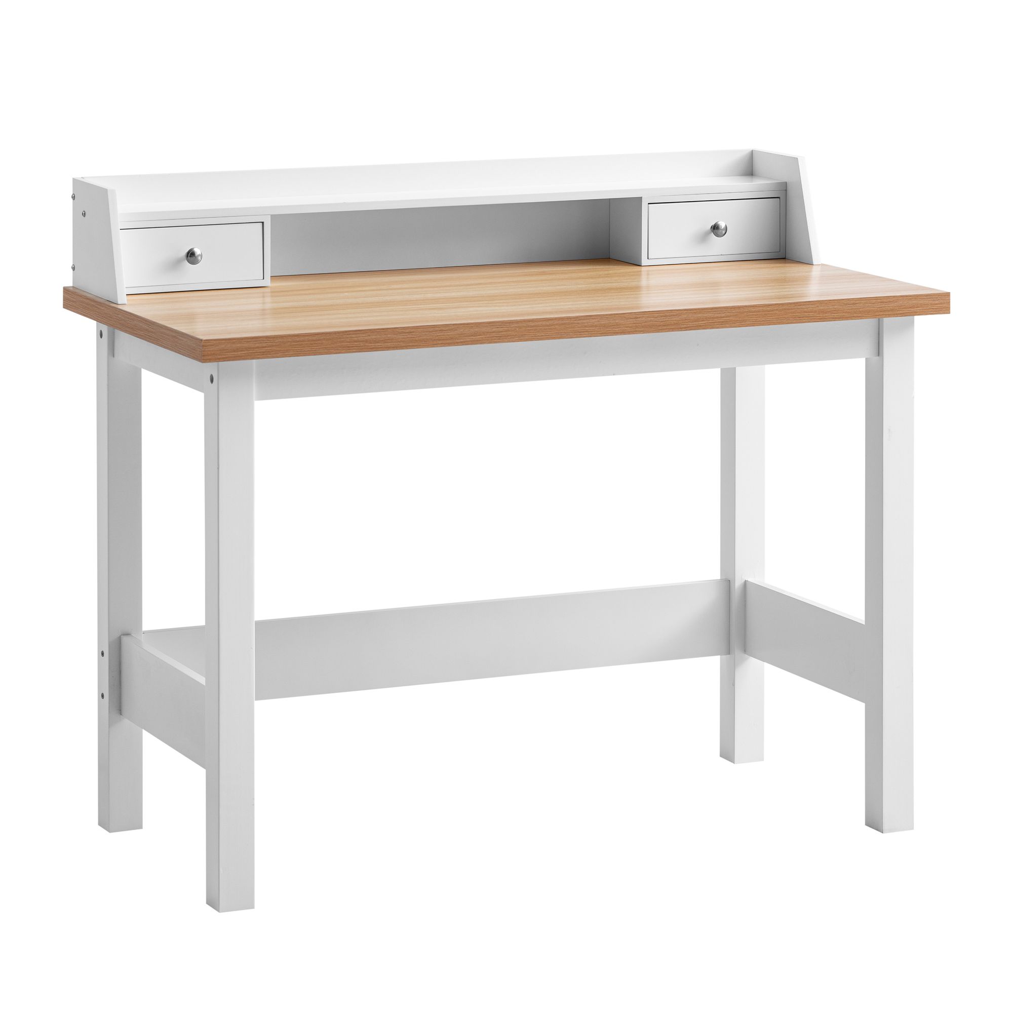 FineBuy Schreibtisch 106x53x90 cm Weiß Bürotisch mit Schublade, Homeoffice Computertisch Platzsparend mit Stauraum, Büro Laptoptisch Arbeitszimmer | Farbe: Weiß