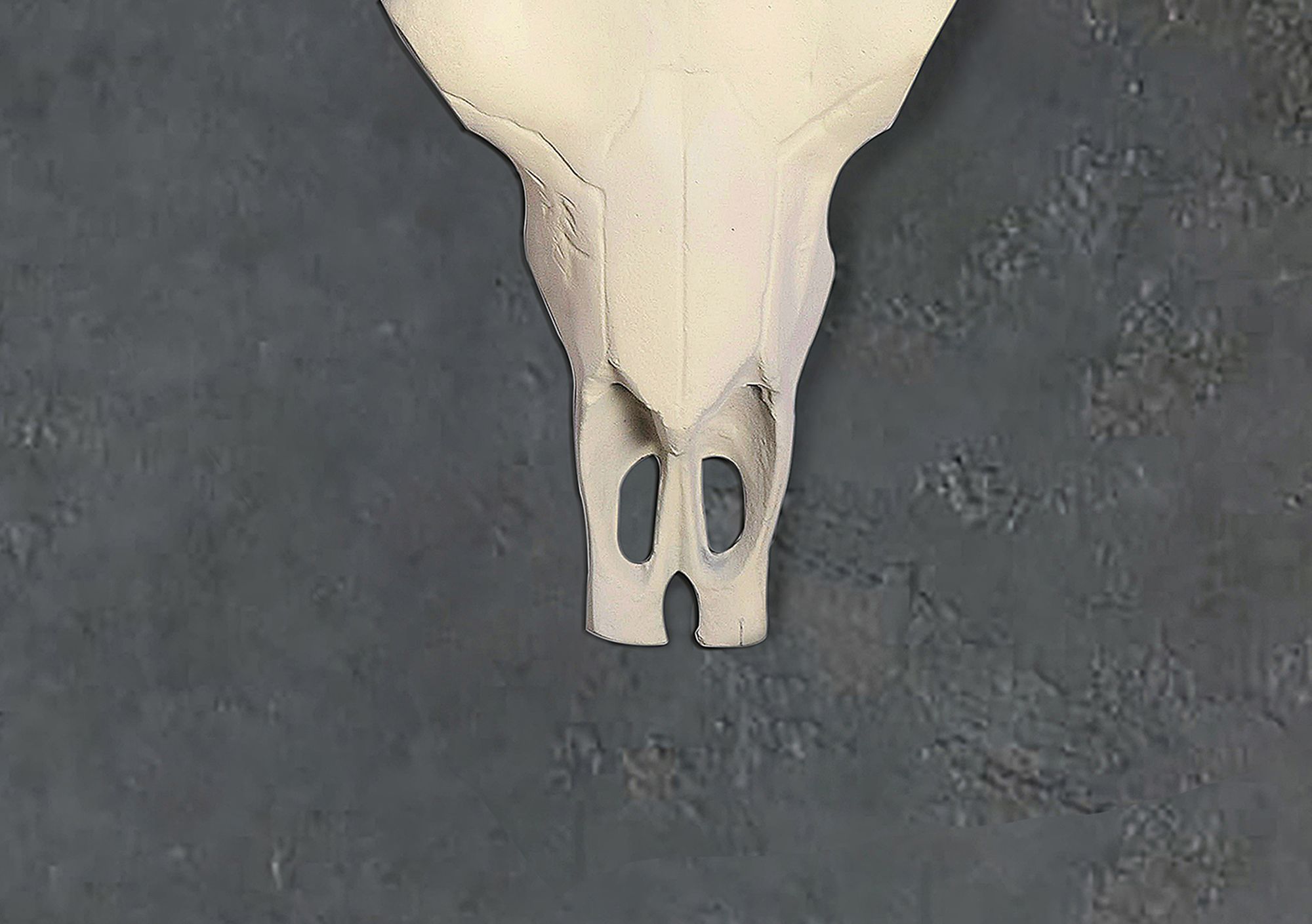 FineBuy Deko Geweih Büffel-Schädel Weiß 55,5 cm Aluminium Design Stierkopf, Wanddekoration Horn Modern, Wandskulptur mit Hörner, Geweih-Jagdtrophäe Metall, Wandschmuck Groß | Farbe: Weiß