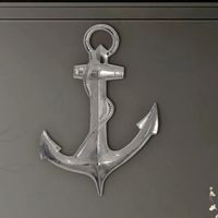 Deko Anker FineBuy Wanddeko 70 cm Silber XXL Maritim Aluminium Modern Wohndeko – Ansicht 1