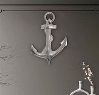 Deko Anker FineBuy Wanddeko 70 cm Silber XXL Maritim Aluminium Modern Wohndeko – Ansicht 2