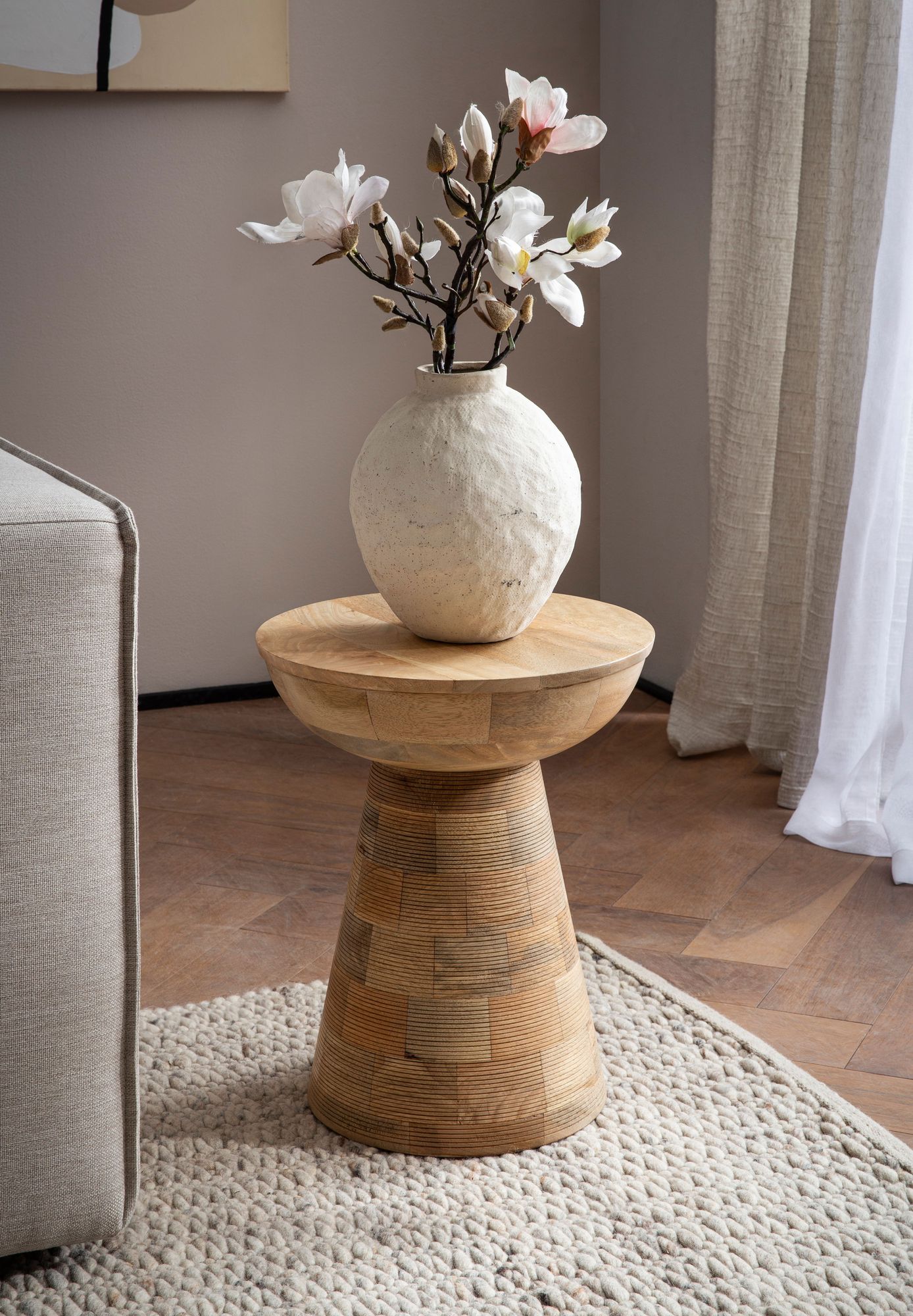 FineBuy Beistelltisch Mango Massivholz Naturgebleicht 37x37x45 cm Anstelltisch, Kleiner Abstelltisch Hellbraun Rund, Wohnzimmertisch Couch Rillenmuster Modern, Sofatisch Blumentisch Hoch | Farbe: Braun FineBuy Beistelltisch Mango Massivholz Naturgebleicht 37x37x45 cm Anstelltisch, Kleiner Abstelltisch Hellbraun Rund, Wohnzimmertisch Couch Rillenmuster Modern, Sofatisch Blumentisch Hoch | Farbe: Braun