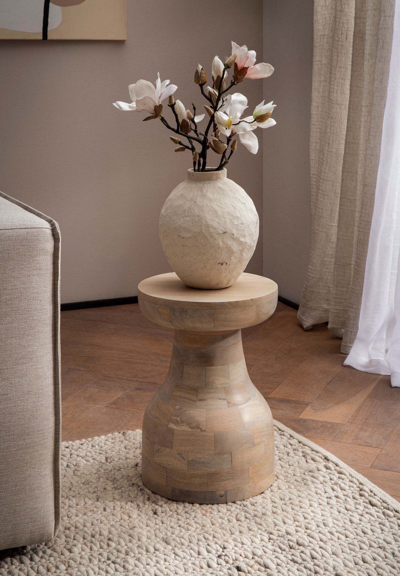 FineBuy Beistelltisch Mango Massivholz Naturgebleicht 30x30x42,5 cm Anstelltisch, Kleiner Abstelltisch Hellbraun Rund, Wohnzimmertisch Couch Modern, Sofatisch Blumentisch Hoch | Farbe: Braun FineBuy Beistelltisch Mango Massivholz Naturgebleicht 30x30x42,5 cm Anstelltisch, Kleiner Abstelltisch Hellbraun Rund, Wohnzimmertisch Couch Modern, Sofatisch Blumentisch Hoch | Farbe: Braun