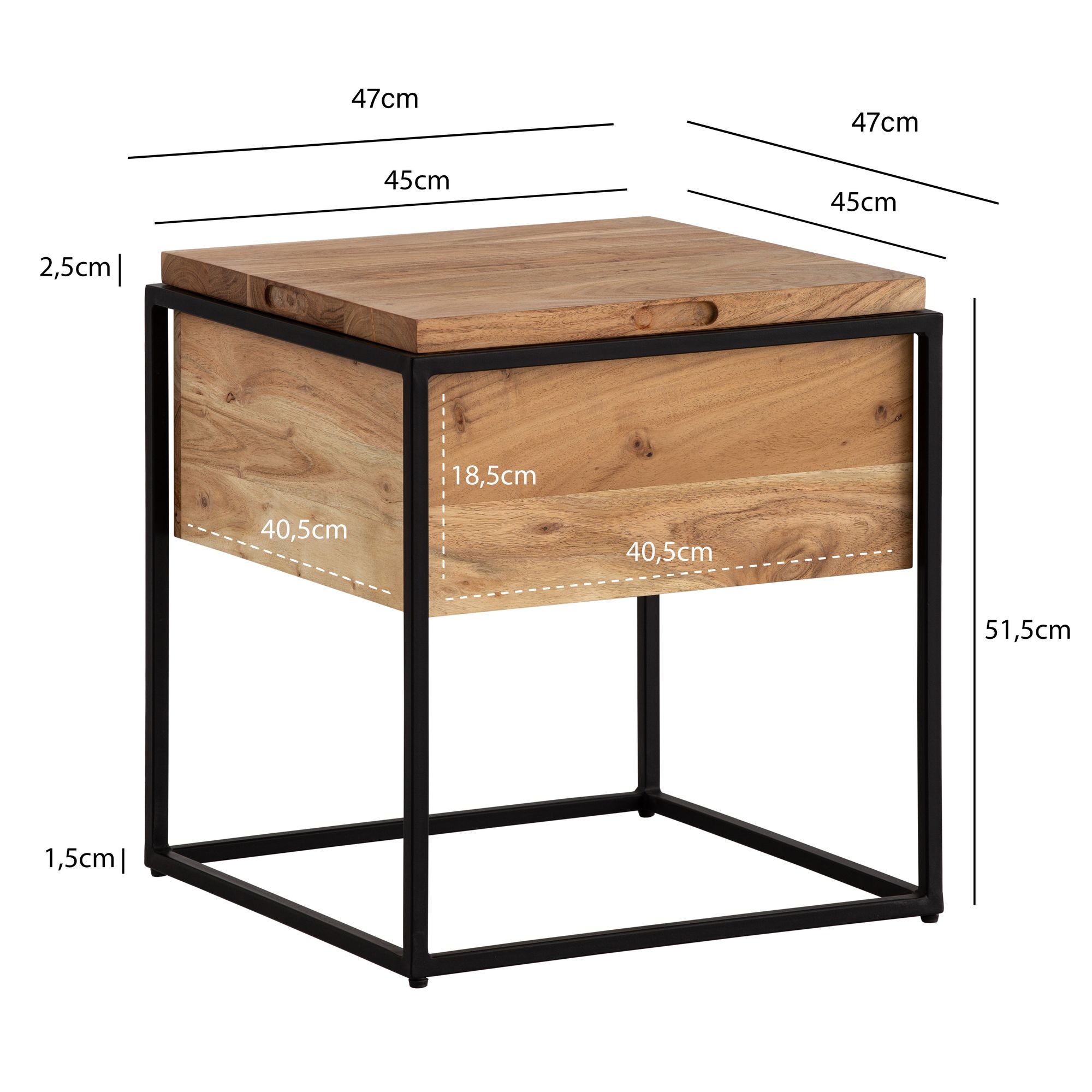 FineBuy Beistelltisch 47x47x51,5 cm Akazie Massivholz Metall Anstelltisch Hellbraun mit Stauraum, Wohnzimmertisch Quadratisch mit abnehmbarem Deckel, Abstelltisch Sofa Zeitlos | Farbe: Braun FineBuy Beistelltisch 47x47x51,5 cm Akazie Massivholz Metall Anstelltisch Hellbraun mit Stauraum, Wohnzimmertisch Quadratisch mit abnehmbarem Deckel, Abstelltisch Sofa Zeitlos | Farbe: Braun