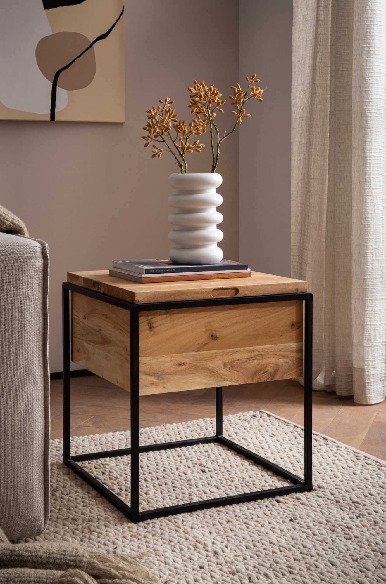 FineBuy Beistelltisch 47x47x51,5 cm Akazie Massivholz Metall Anstelltisch Hellbraun mit Stauraum, Wohnzimmertisch Quadratisch mit abnehmbarem Deckel, Abstelltisch Sofa Zeitlos | Farbe: Braun FineBuy Beistelltisch 47x47x51,5 cm Akazie Massivholz Metall Anstelltisch Hellbraun mit Stauraum, Wohnzimmertisch Quadratisch mit abnehmbarem Deckel, Abstelltisch Sofa Zeitlos | Farbe: Braun