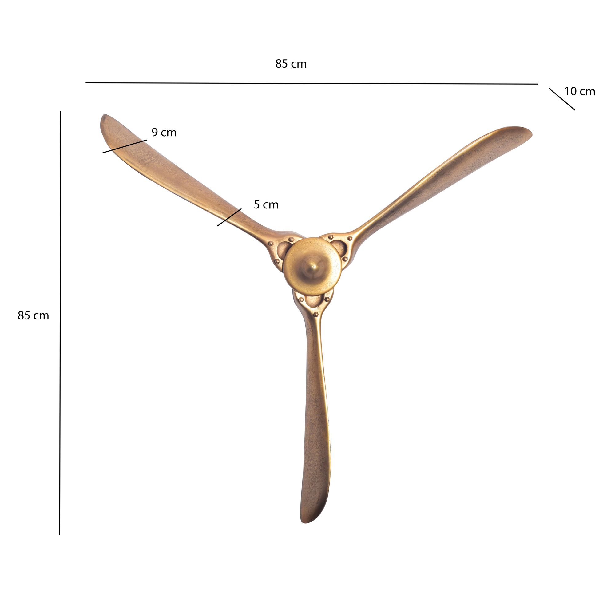 FineBuy Deko Propeller 85x85 cm Metall Flugzeug Wandpropeller, Wohndeko Große Aluminium-Figur, Wanddekoration Dekoration für Zuhause, XXL Wandschmuck, Wanddeko Modern | Farbe: Silber