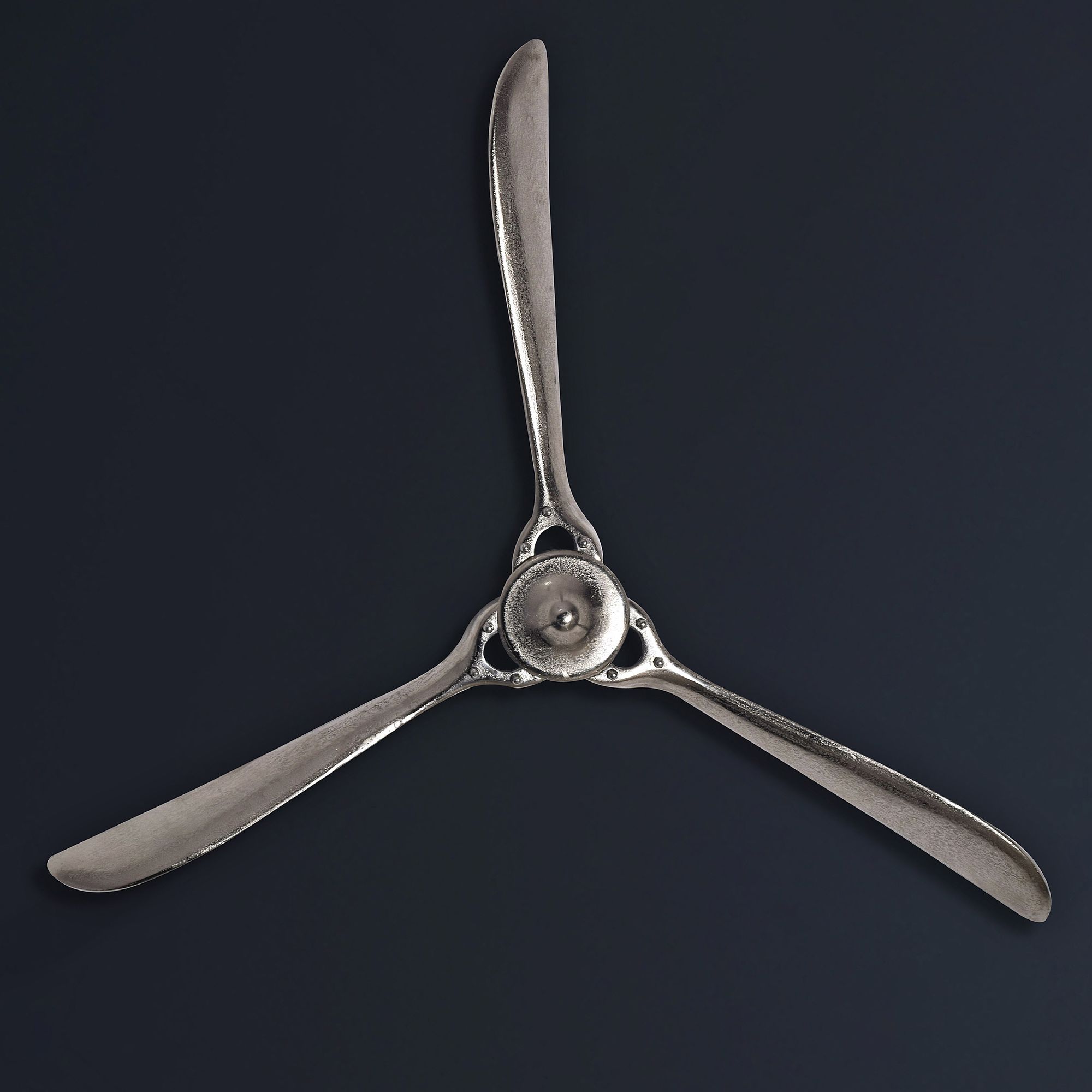 FineBuy Deko Propeller 85x85 cm Metall Flugzeug Wandpropeller, Wohndeko Große Aluminium-Figur, Wanddekoration Dekoration für Zuhause, XXL Wandschmuck, Wanddeko Modern | Farbe: Silber