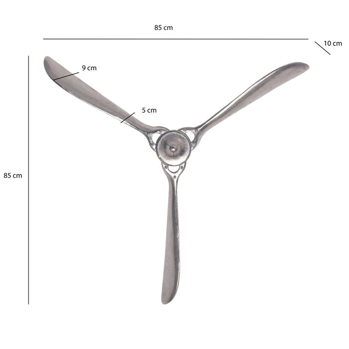Deko Propeller FineBuy 85 cm Wanddeko Aluminium Flugzeug Wandpropeller Wohndeko – Maßzeichnung