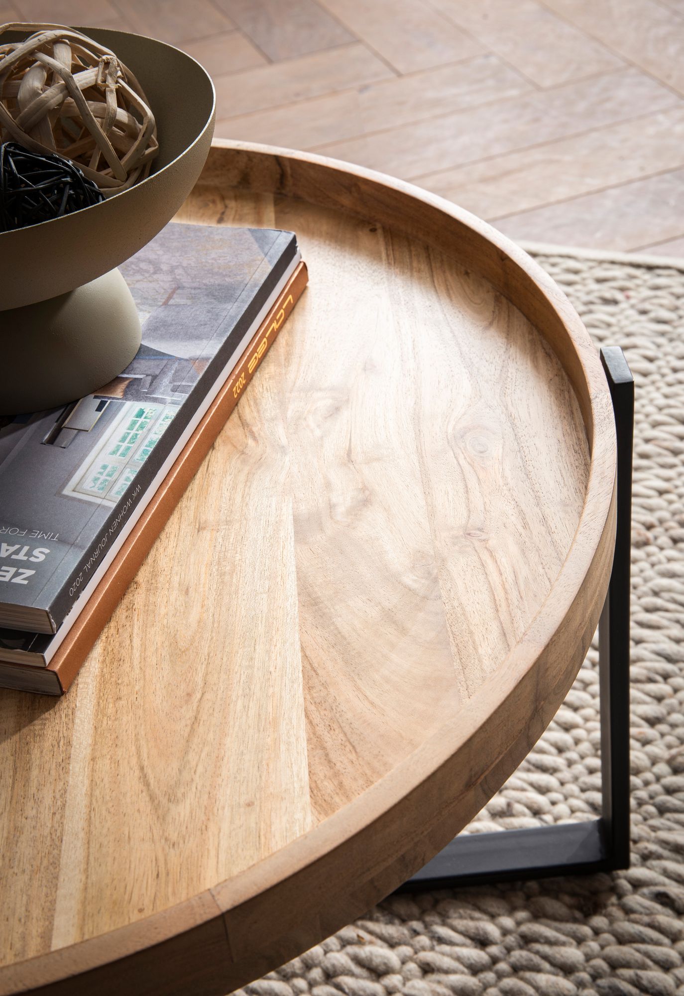 FineBuy Couchtisch 60x60x36 cm Akazie Massivholz Metall Hellbraun Sofatisch Rund, Design Wohnzimmertisch mit erhöhtem Rand, Industrial Kaffeetisch Wohnzimmer Modern | Farbe: Braun FineBuy Couchtisch 60x60x36 cm Akazie Massivholz Metall Hellbraun Sofatisch Rund, Design Wohnzimmertisch mit erhöhtem Rand, Industrial Kaffeetisch Wohnzimmer Modern | Farbe: Braun