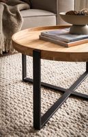 FineBuy Couchtisch Akazie Massivholz rund 60cm Wohnzimmertisch Kreuzgestell – Ansicht 4