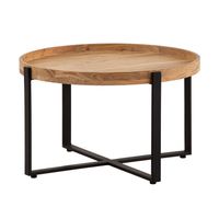 FineBuy Couchtisch Akazie Massivholz rund 60cm Wohnzimmertisch Kreuzgestell – Ansicht 6