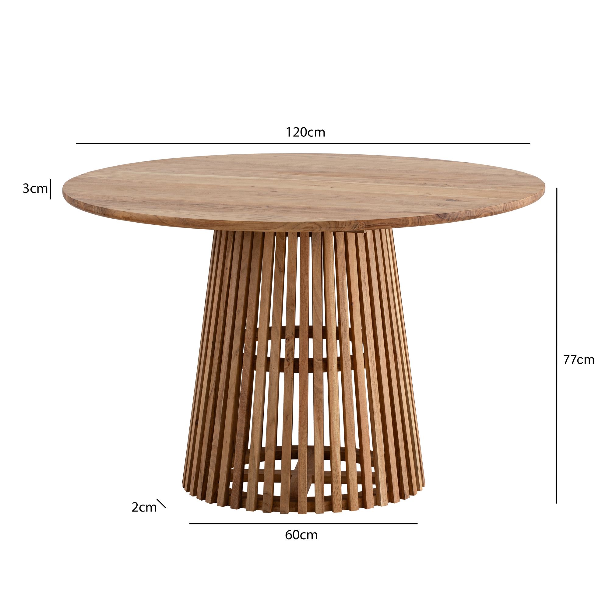 Esstisch rund Ø 120 Massivholz Natur Esszimmertisch Design Küchentisch massiv – Ansicht 3