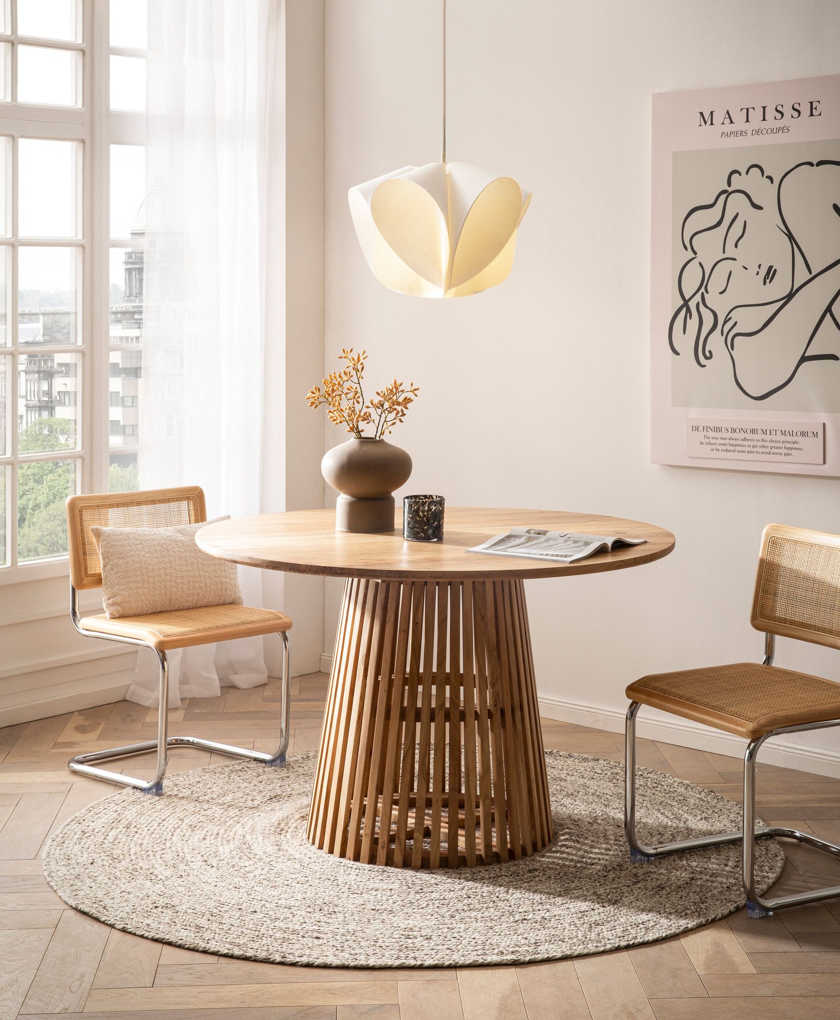 Esstisch rund Ø 120 Massivholz Natur Esszimmertisch Design Küchentisch massiv – Ansicht 2
