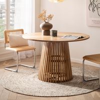 Esstisch rund Ø 120 Massivholz Natur Esszimmertisch Design Küchentisch massiv – Ansicht 1
