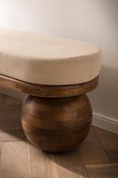 Sitzbank FineBuy Flurbank Stoff Holz Massiv 140 cm Polsterbank Bank Beige Modern – Ansicht 4
