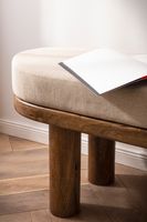 Sitzbank FineBuy Flurbank Stoff Holz Massiv 140 cm Polsterbank Bank Beige Modern – Ansicht 5