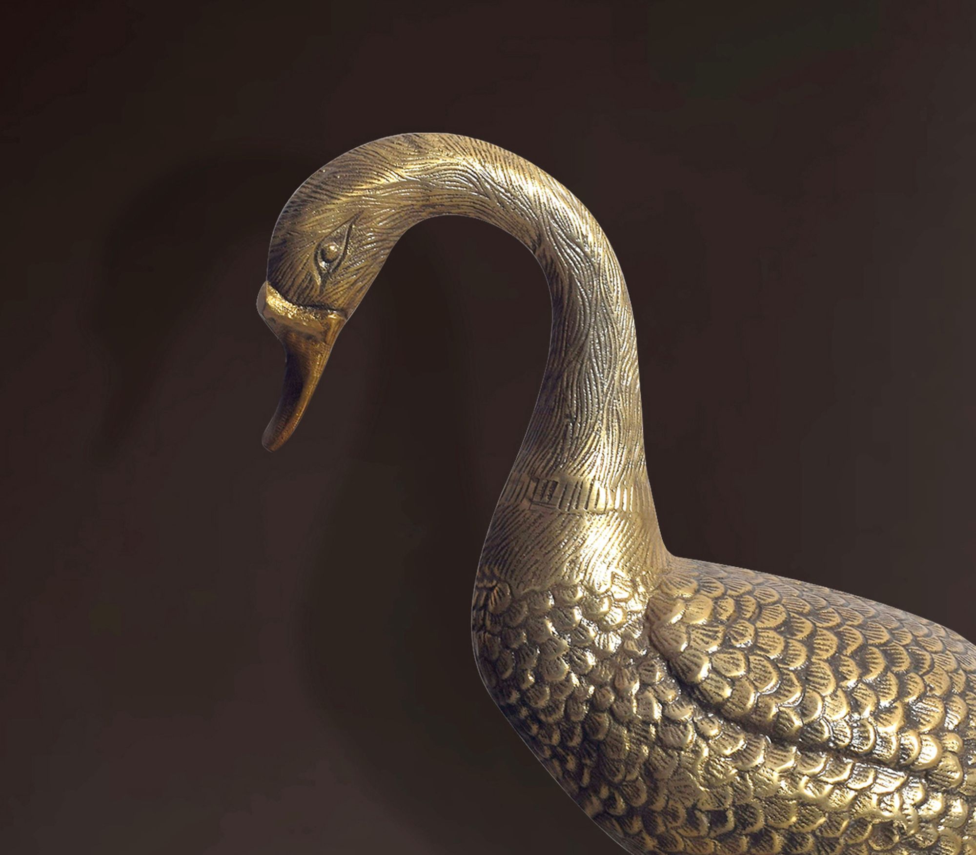 FineBuy Dekofigur Gans Aluminium Gold 46 cm Wohndekoration Tischdekoration, Design Metall Deko Alu Modern, Tischdeko Wohndeko Aluminiumdekoration, Dekoration Wohnaccessoire | Farbe: Gold