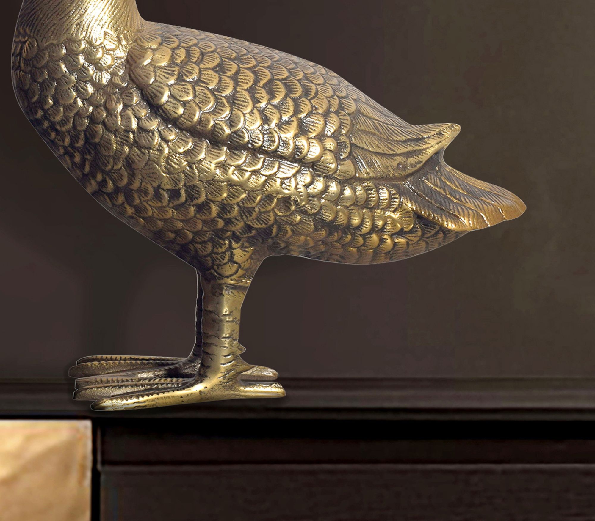 FineBuy Dekofigur Gans Aluminium Gold 46 cm Wohndekoration Tischdekoration, Design Metall Deko Alu Modern, Tischdeko Wohndeko Aluminiumdekoration, Dekoration Wohnaccessoire | Farbe: Gold