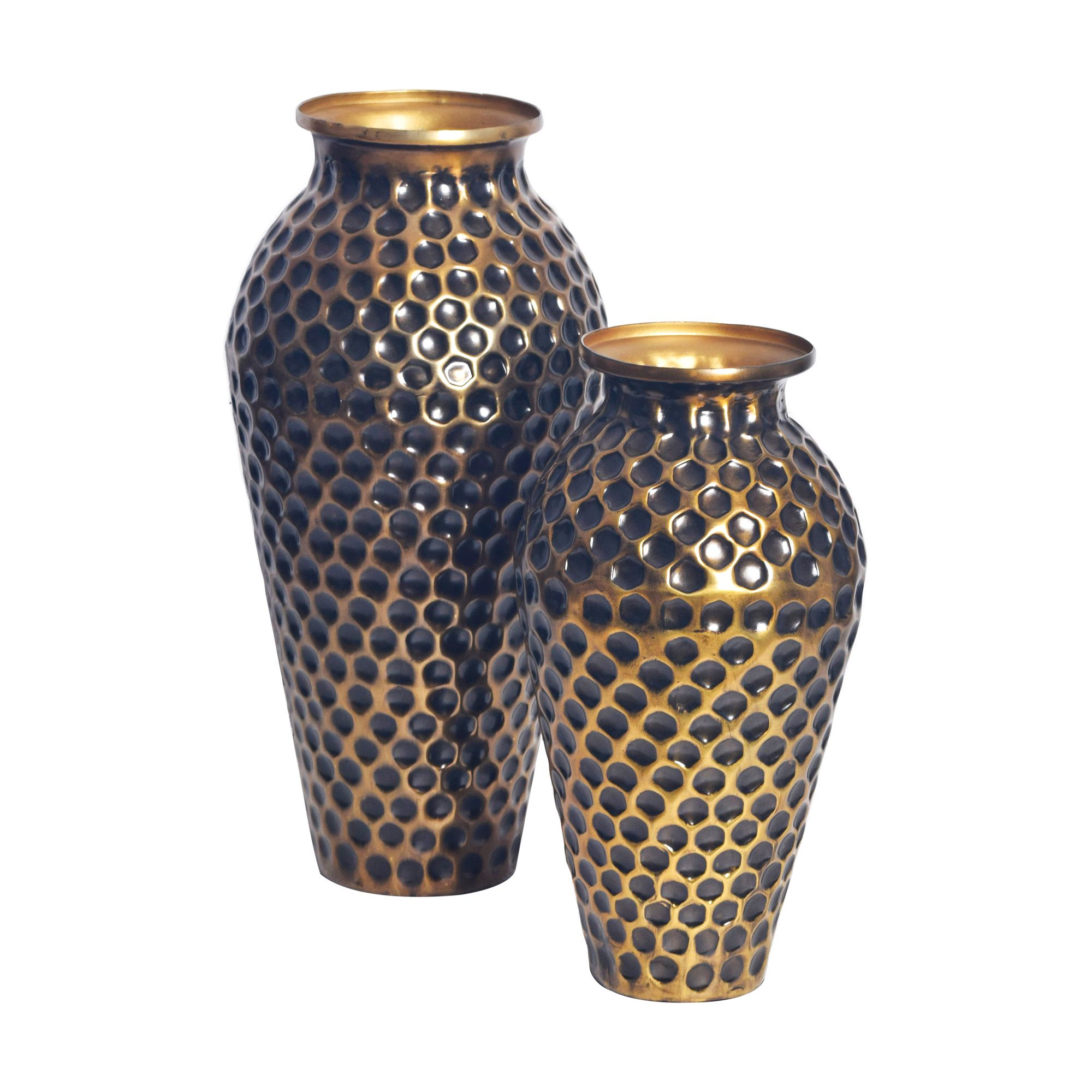 FineBuy Deko Vase 2er Set Aluminium Amphore Blumenvase Modern, Dekovase Rund 2-teilig für Blumen, Alu Tischvase Wohndeko Metall Tischdeko Handgefertigt | Farbe: Silber