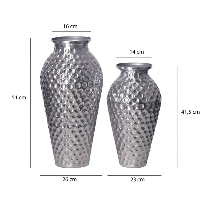 Vase 2er Set FineBuy Blumenvase Aluminium Amphore Tischvase Rund Dekovase – Maßzeichnung