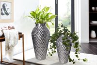 Vase 2er Set FineBuy Blumenvase Aluminium Amphore Tischvase Rund Dekovase – Ansicht 2