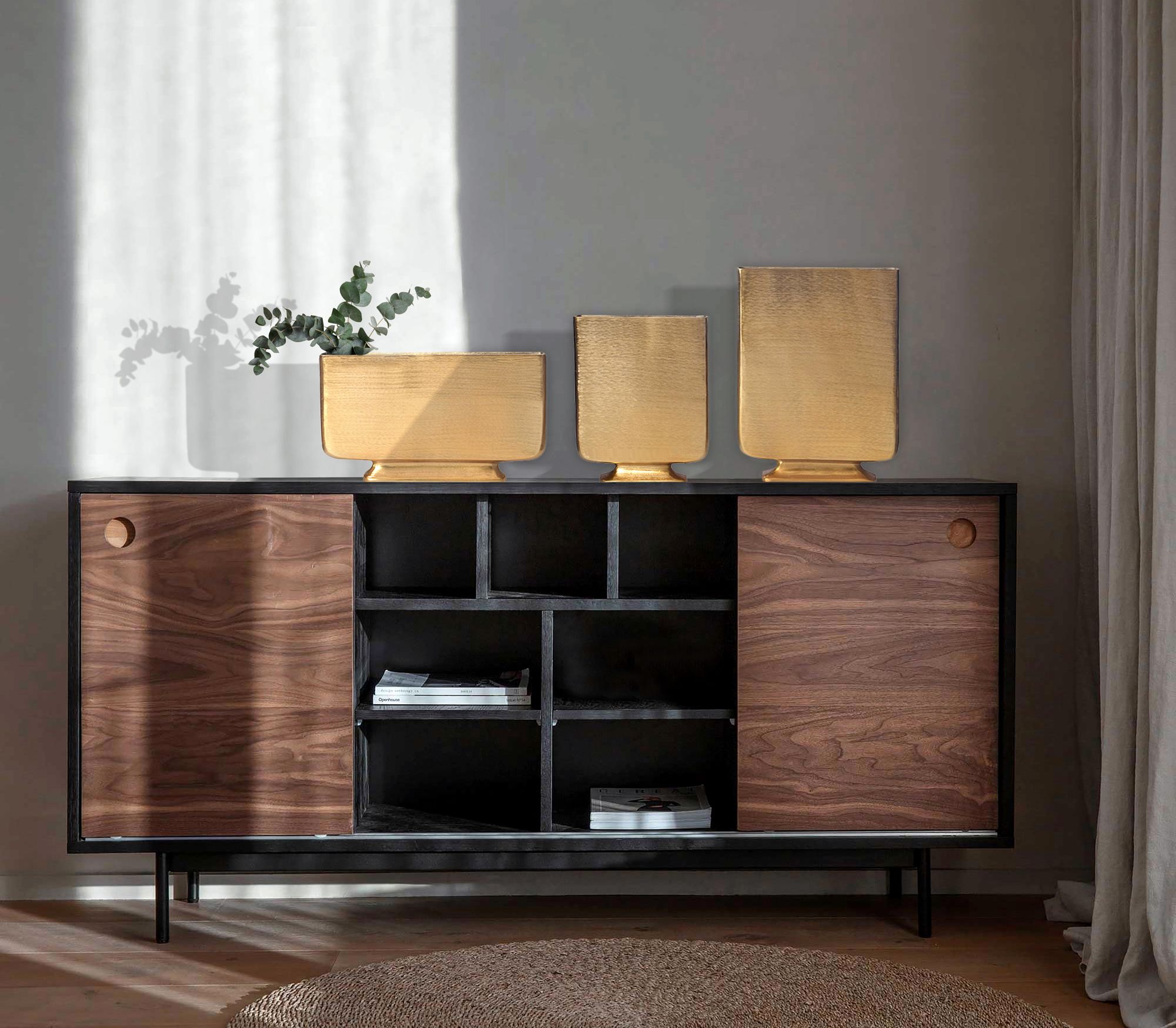 FineBuy Deko Vase 3er Set Aluminium Blumenvase Modern, Dekovase Eckig 3-teilig für Blumen, Alu Tischvase Wohndeko Metall Tischdeko Handgefertigt | Farbe: Silber