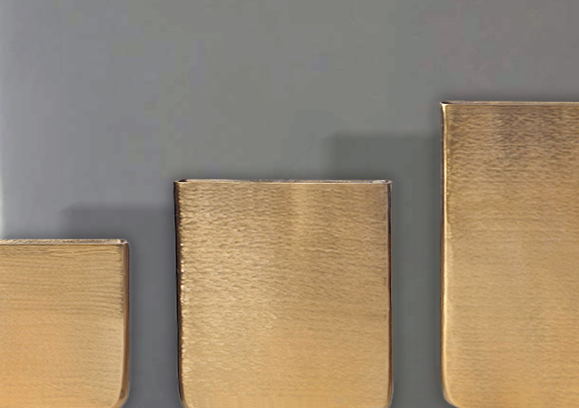 FineBuy Deko Vase 3er Set Aluminium Blumenvase Modern, Dekovase Eckig 3-teilig für Blumen, Alu Tischvase Wohndeko Metall Tischdeko Handgefertigt | Farbe: Silber