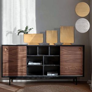 SV108728 FineBuy Deko Vase 3er Set Aluminium Blumenvase Modern, Dekovase Eckig 3-teilig für Blumen, Alu Tischvase Wohndeko Metall Tischdeko Handgefertigt