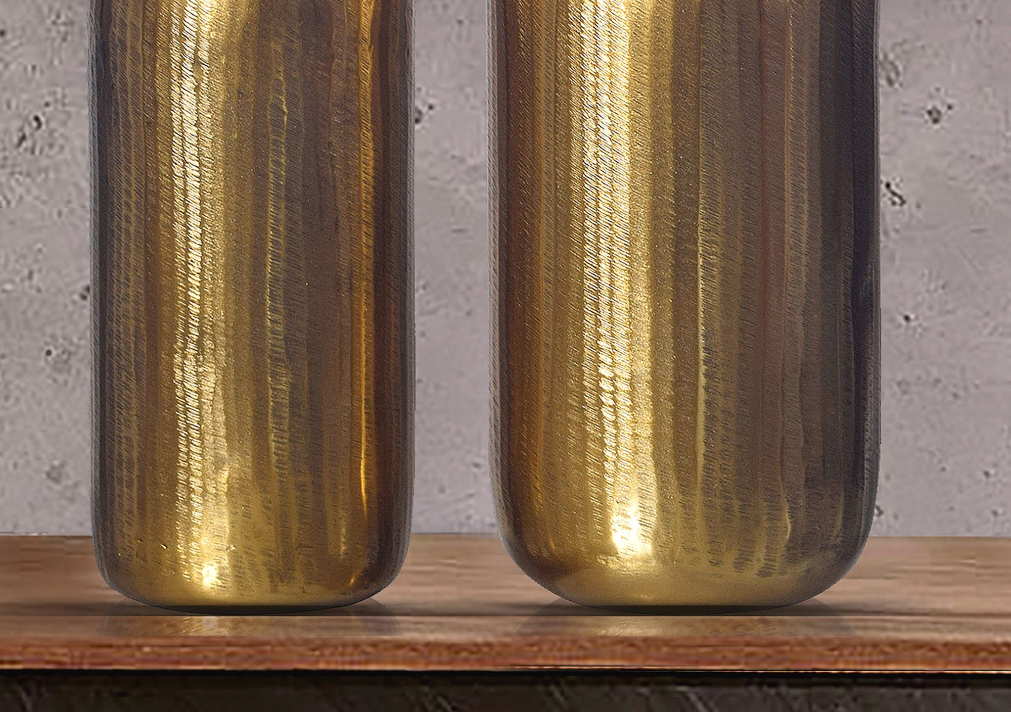 FineBuy Deko Vase 2er Set Aluminium Zylinder Blumenvase Modern, Dekovase Rund 2-teilig für Blumen, Alu Tischvase Wohndeko Metall Tischdeko Handgefertigt | Farbe: Silber