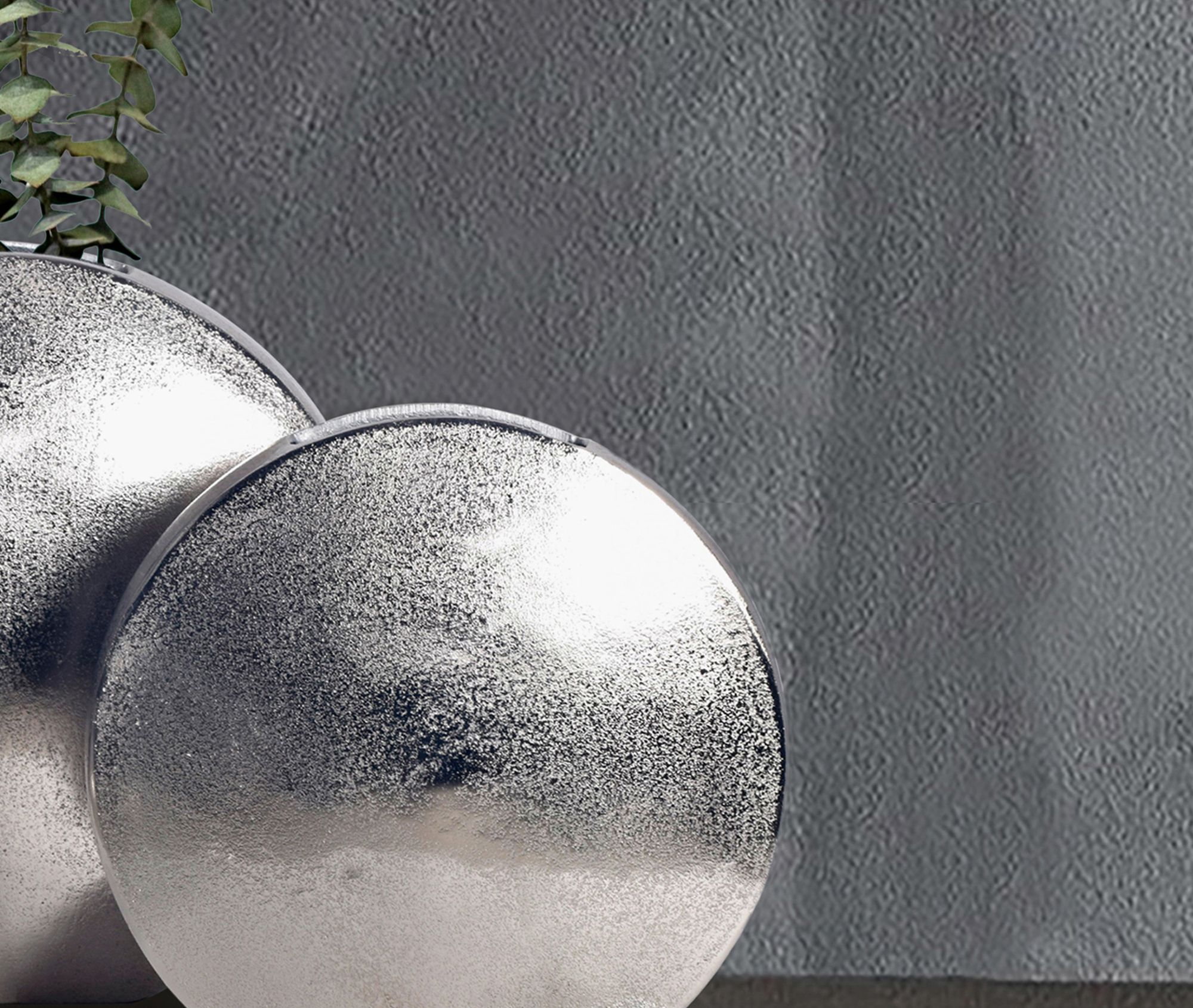 FineBuy Deko Vase 2er Set Aluminium Blumenvase Modern, Dekovase Rund 2-teilig für Blumen, Alu Tischvase Wohndeko Metall Tischdeko Handgefertigt | Farbe: Silber