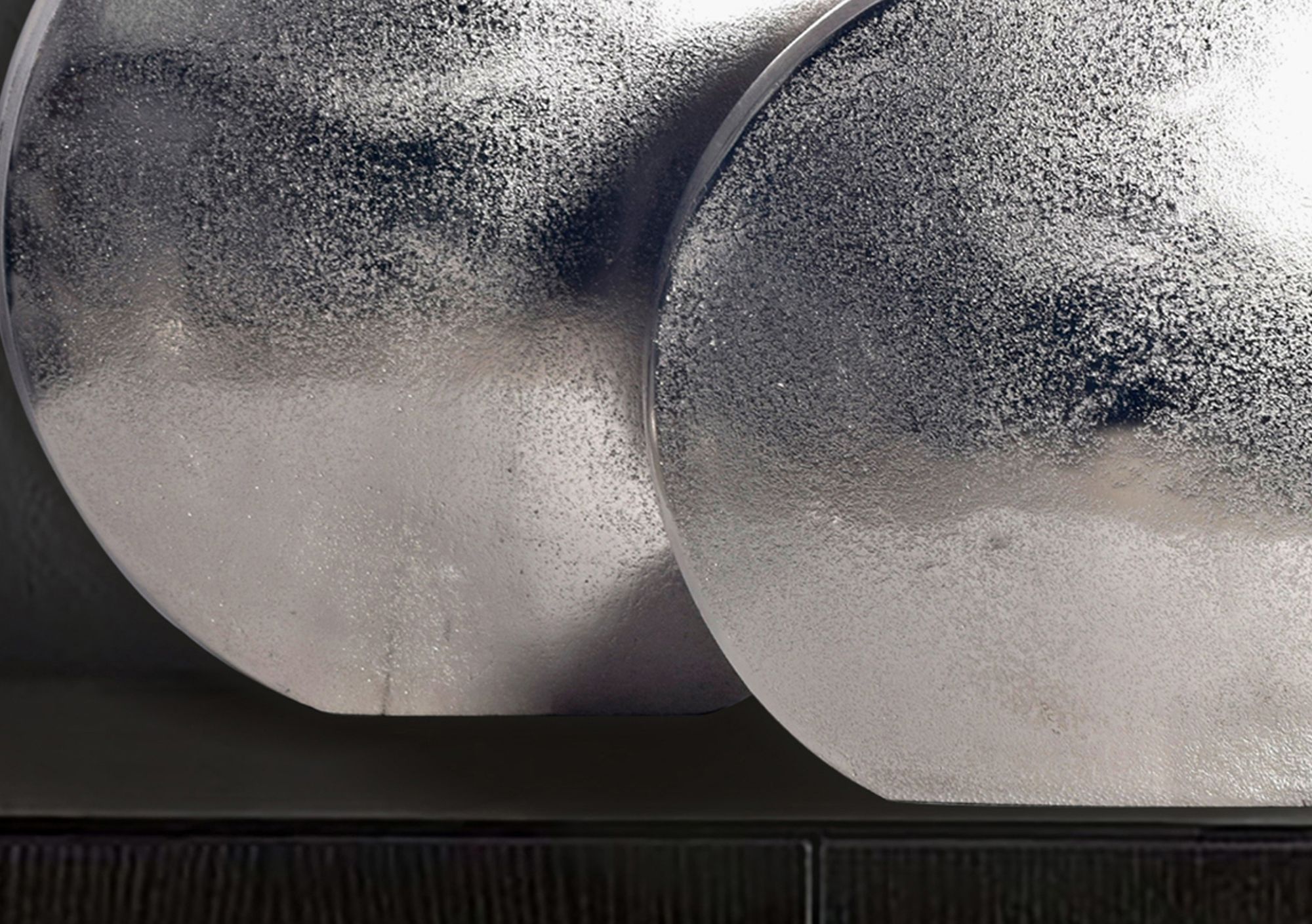 FineBuy Deko Vase 2er Set Aluminium Blumenvase Modern, Dekovase Rund 2-teilig für Blumen, Alu Tischvase Wohndeko Metall Tischdeko Handgefertigt | Farbe: Silber