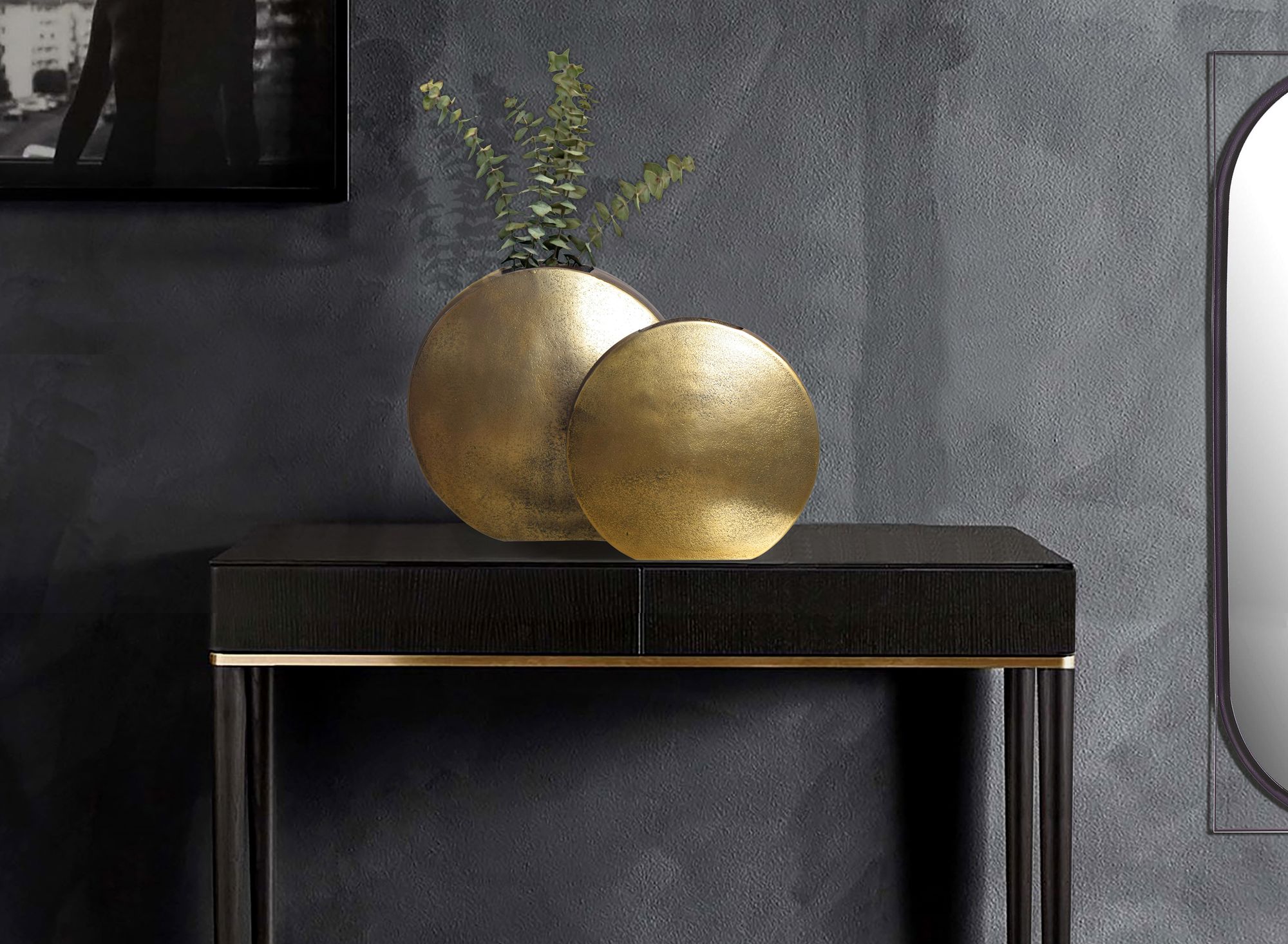 FineBuy Deko Vase 2er Set Aluminium Blumenvase Modern, Dekovase Rund 2-teilig für Blumen, Alu Tischvase Wohndeko Metall Tischdeko Handgefertigt | Farbe: Silber