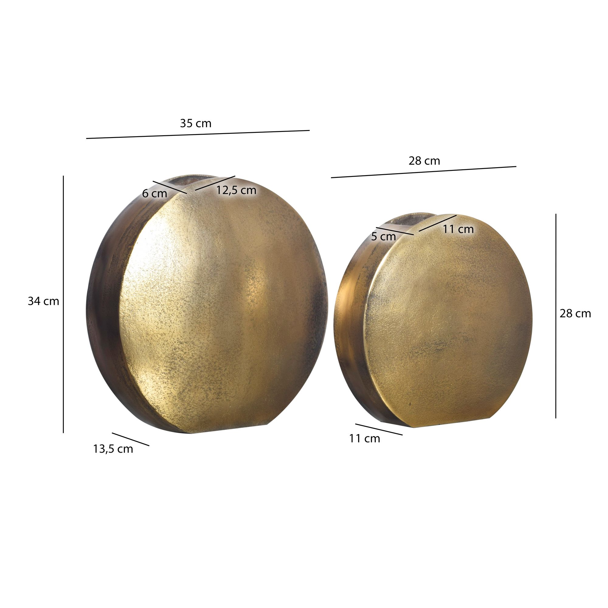 FineBuy Deko Vase 2er Set Aluminium Blumenvase Modern, Dekovase Rund 2-teilig für Blumen, Alu Tischvase Wohndeko Metall Tischdeko Handgefertigt | Farbe: Silber