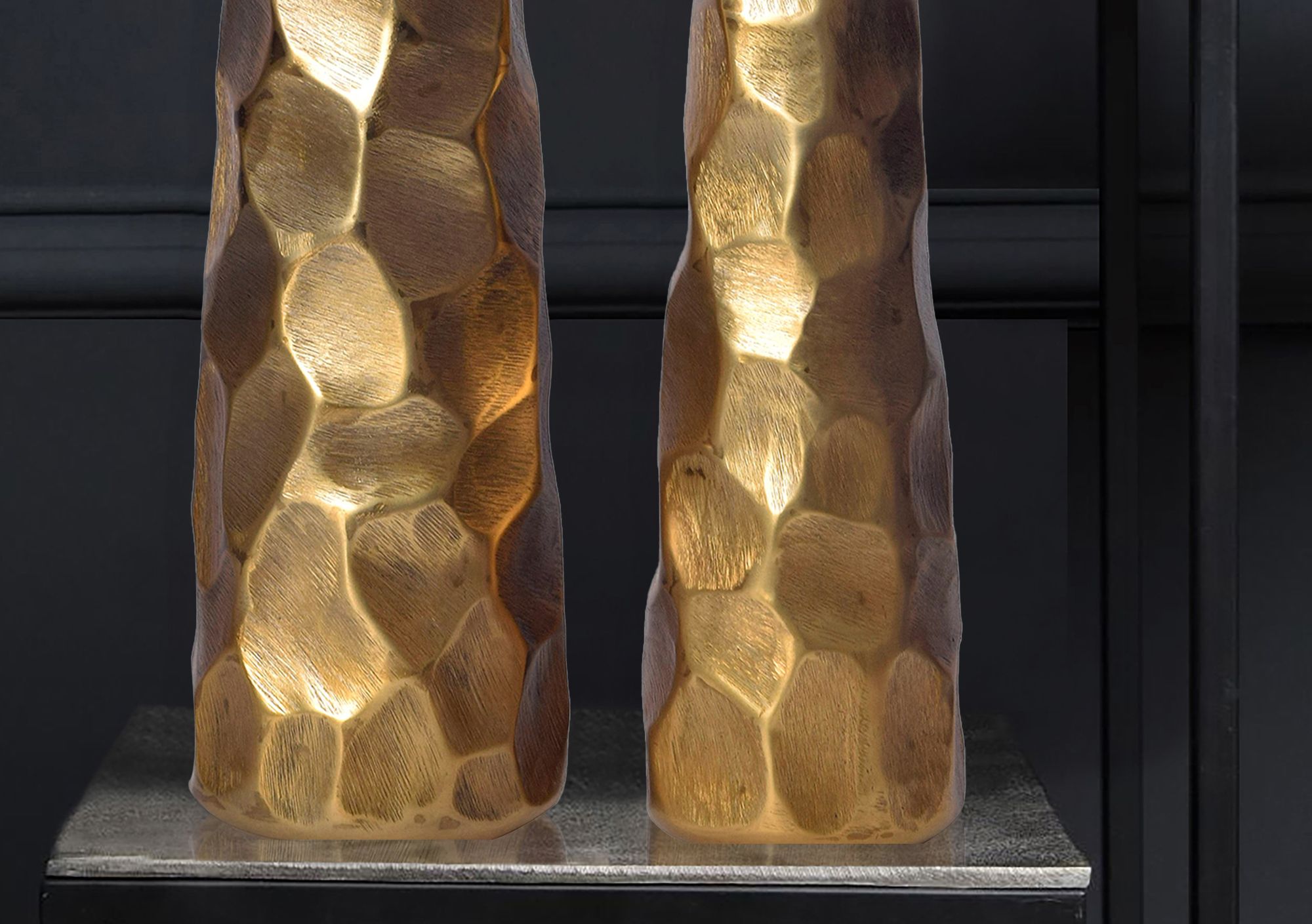 FineBuy Deko Vase 2er Set Aluminium Blumenvase Modern, Dekovase Hammerschlag-Design 2-teilig für Blumen, Alu Tischvase Wohndeko Metall Tischdeko Handgefertigt | Farbe: Silber