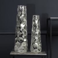 Vase 2er Set FineBuy Blumenvase Aluminium Tischvase Hammerschlag Dekovase Modern – Ansicht 1