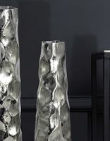 Vase 2er Set FineBuy Blumenvase Aluminium Tischvase Hammerschlag Dekovase Modern – Ansicht 4