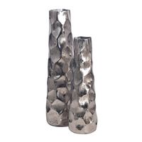 Vase 2er Set FineBuy Blumenvase Aluminium Tischvase Hammerschlag Dekovase Modern – Ansicht 6
