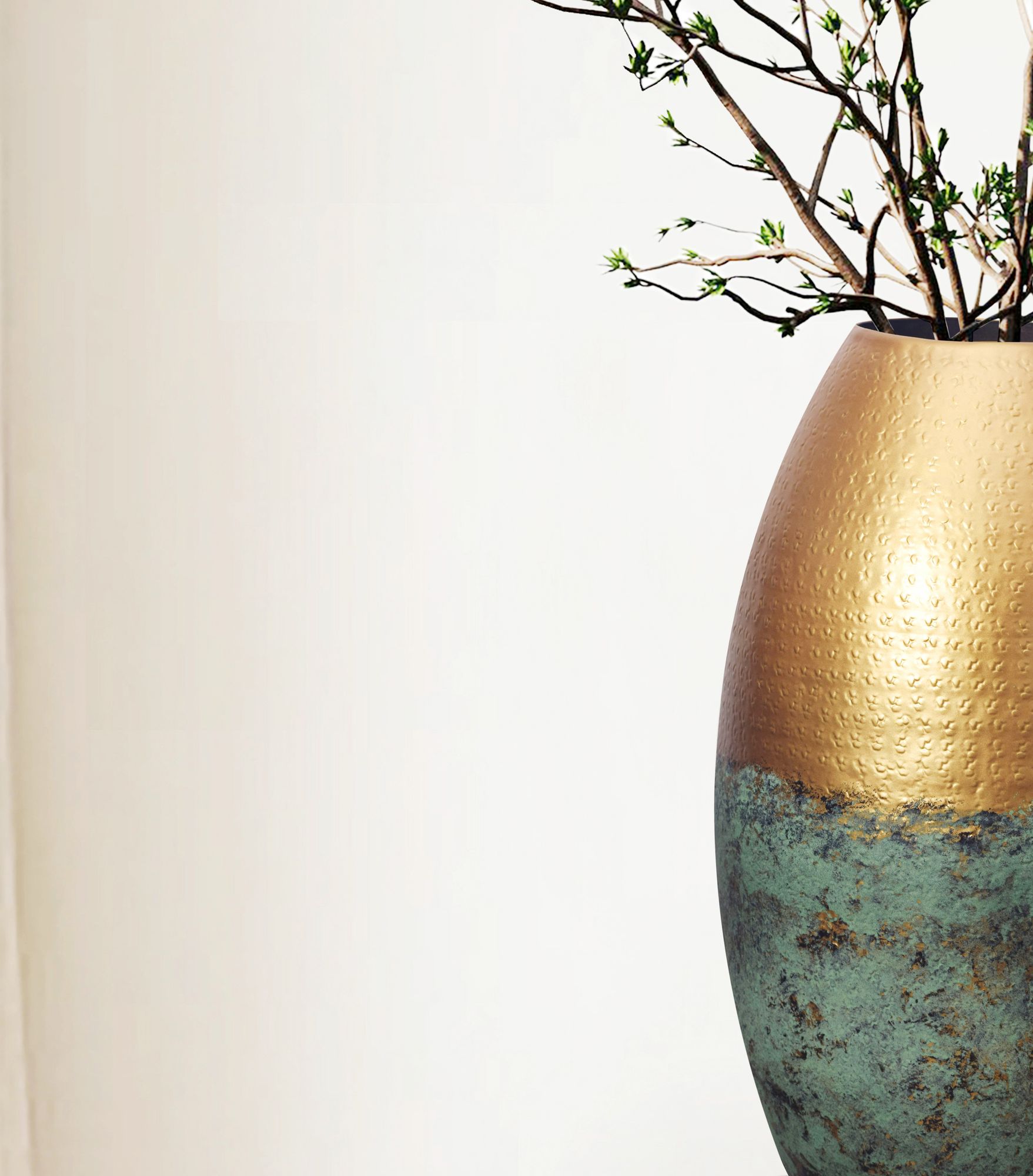 FineBuy Deko Vase 2er Set Aluminium Gold Patina Blumenvase Modern, Dekovase Punziert Rund 2-teilig für Blumen, Alu Tischvase Wohndeko Metall Tischdeko Handgefertigt | Farbe: Gold FineBuy Deko Vase 2er Set Aluminium Gold Patina Blumenvase Modern, Dekovase Punziert Rund 2-teilig für Blumen, Alu Tischvase Wohndeko Metall Tischdeko Handgefertigt | Farbe: Gold