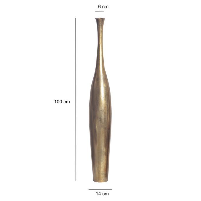 Vase FineBuy Aluminium Gold Blumenvase XXL Bodenvase Wohndeko Groß Alu Modern – Maßzeichnung