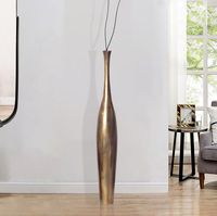Vase FineBuy Aluminium Gold Blumenvase XXL Bodenvase Wohndeko Groß Alu Modern – Ansicht 2