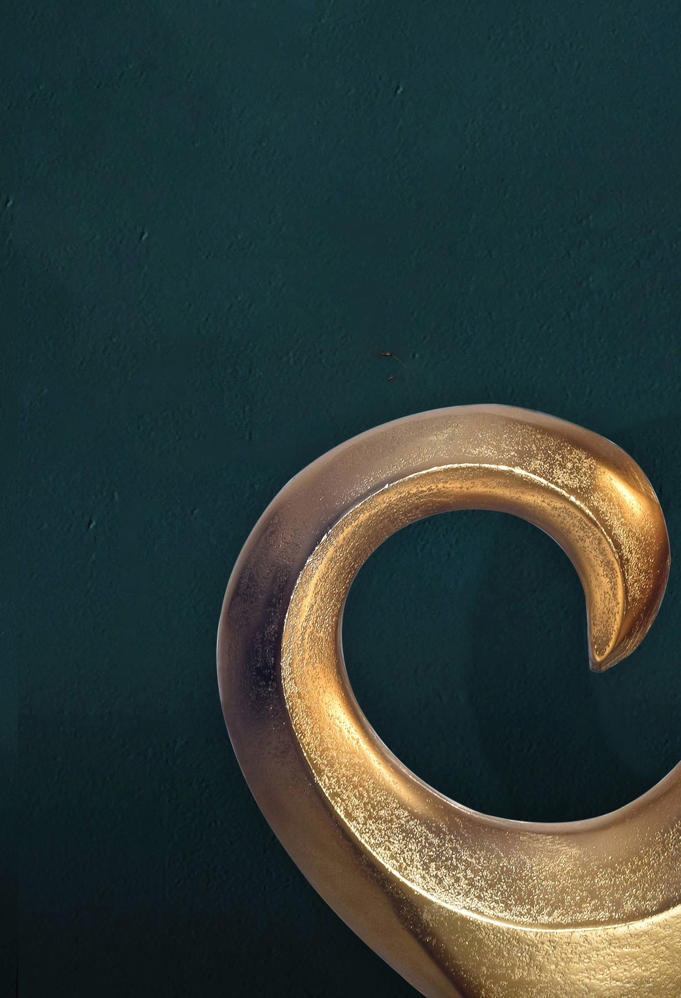 FineBuy Deko Vase 47 cm Aluminium Spirale Blumenvase Modern Klein, Dekovase Extravagant für Blumen, Alu Tischvase Wohndeko Tischdeko Handgefertigt | Farbe: Gold