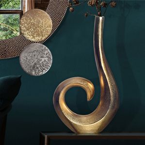 SV108816 FineBuy Deko Vase 47 cm Aluminium Spirale Blumenvase Modern Klein, Dekovase Extravagant für Blumen, Alu Tischvase Wohndeko Tischdeko Handgefertigt