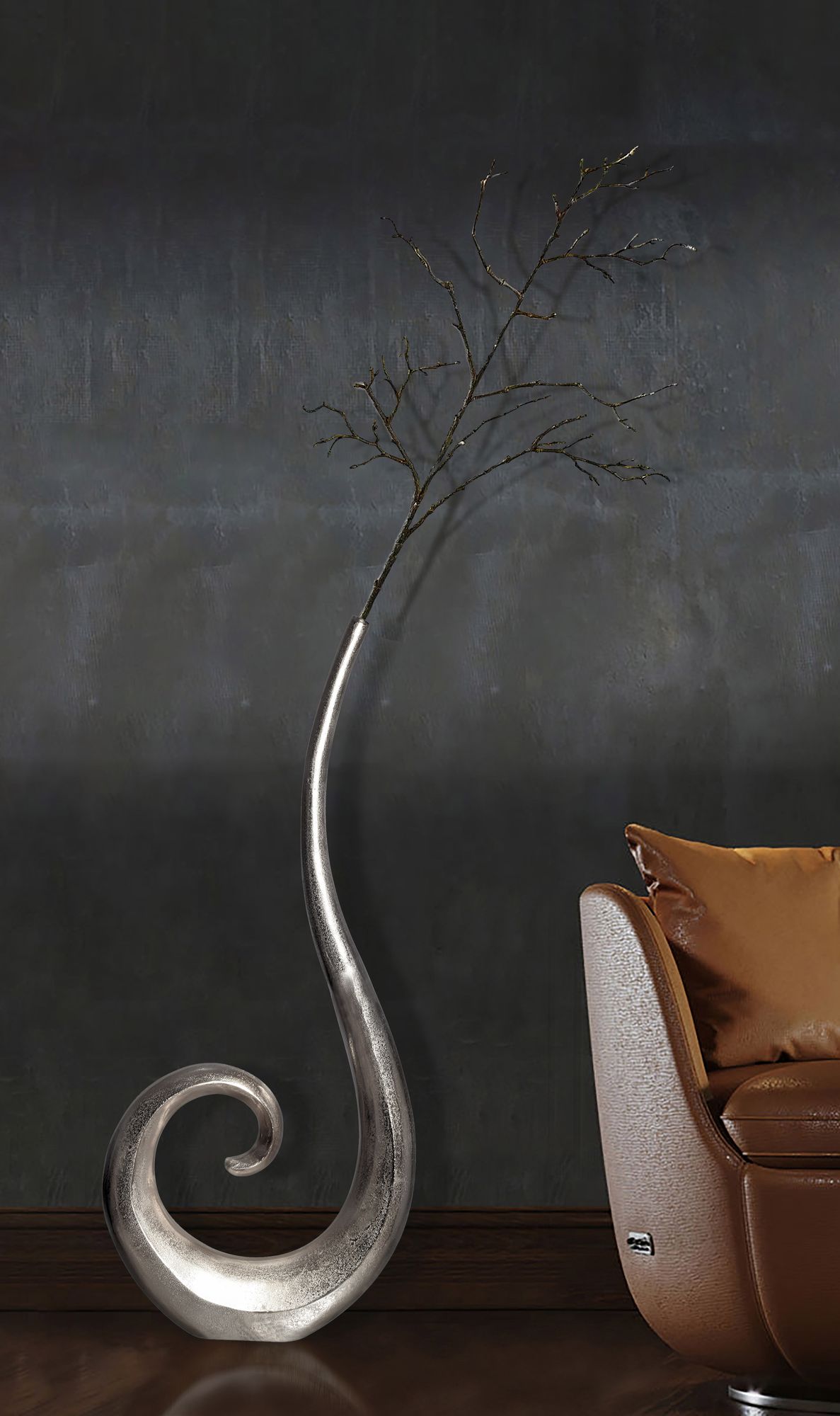 FineBuy Deko Vase 100 cm Aluminium Spirale Blumenvase Modern Groß, Dekovase Extravagant für Blumen, XXL Alu Bodenvase Metall Wohndeko Handgefertigt | Farbe: Silber FineBuy Deko Vase 100 cm Aluminium Spirale Blumenvase Modern Groß, Dekovase Extravagant für Blumen, XXL Alu Bodenvase Metall Wohndeko Handgefertigt | Farbe: Silber